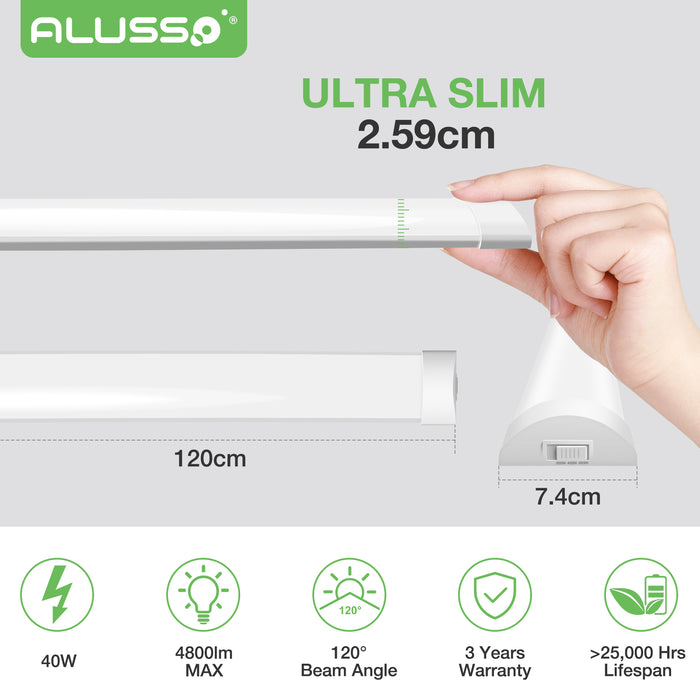4FT LED Strip Lights Batten Tube Light 3CCT Office Garage Shop Daylights 230V