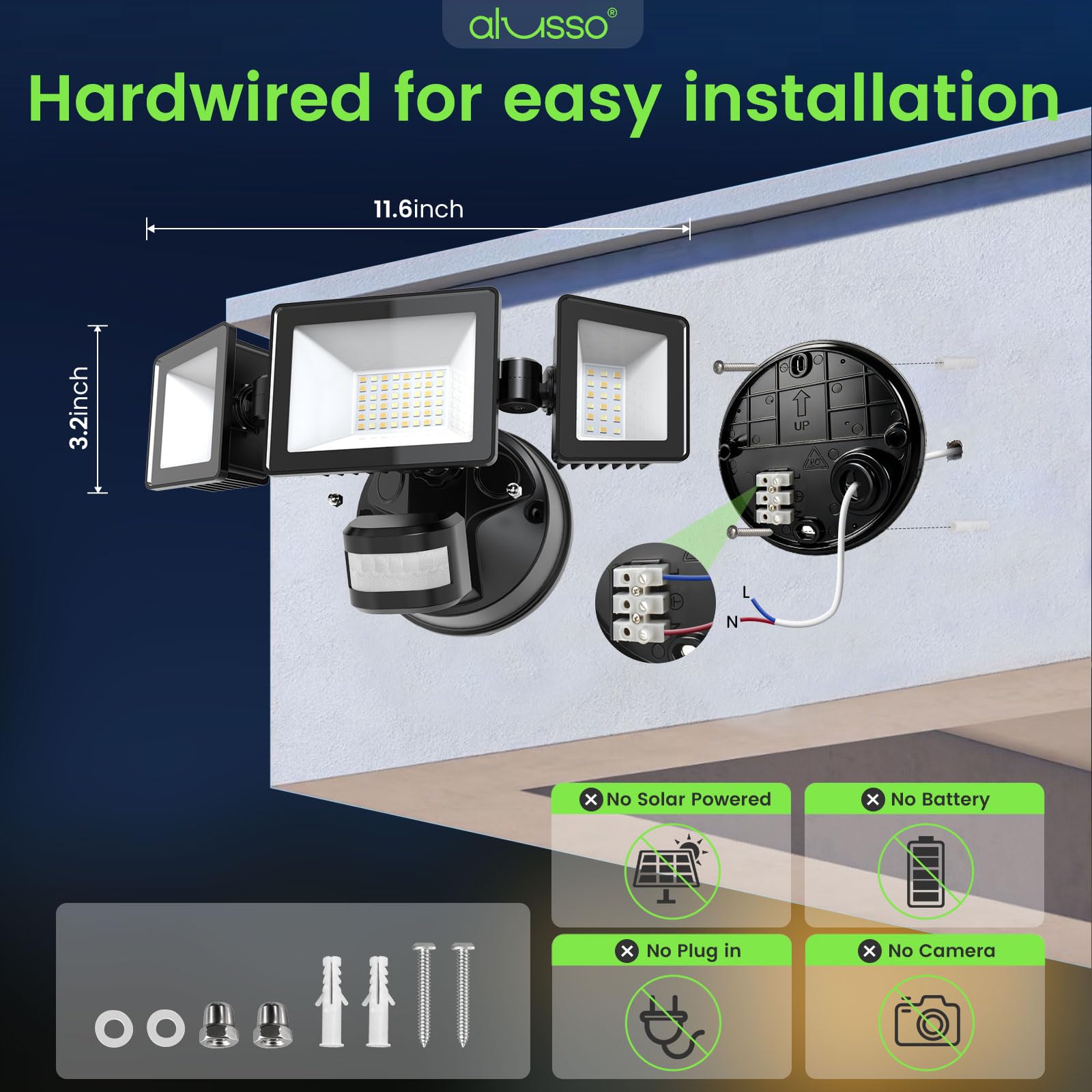 Dreifacher 30W LED-Sicherheitsfluter mit PIR-Bewegungssensor, 2400lm, IP65