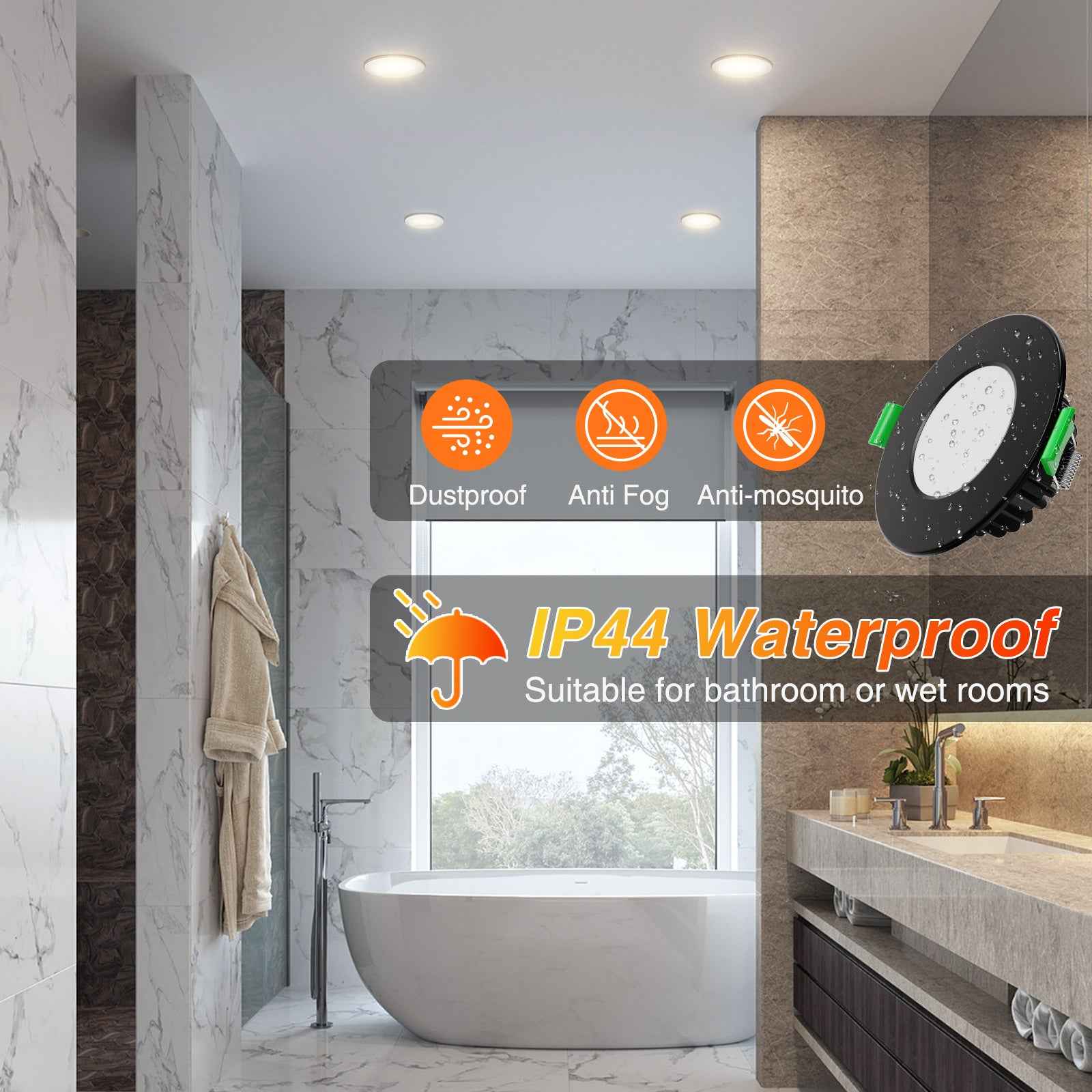 8W LED CCT Dimmable Black Downlight Flat, Cutout 70-80mm 6 Pack - ALUSSO LIGHTING