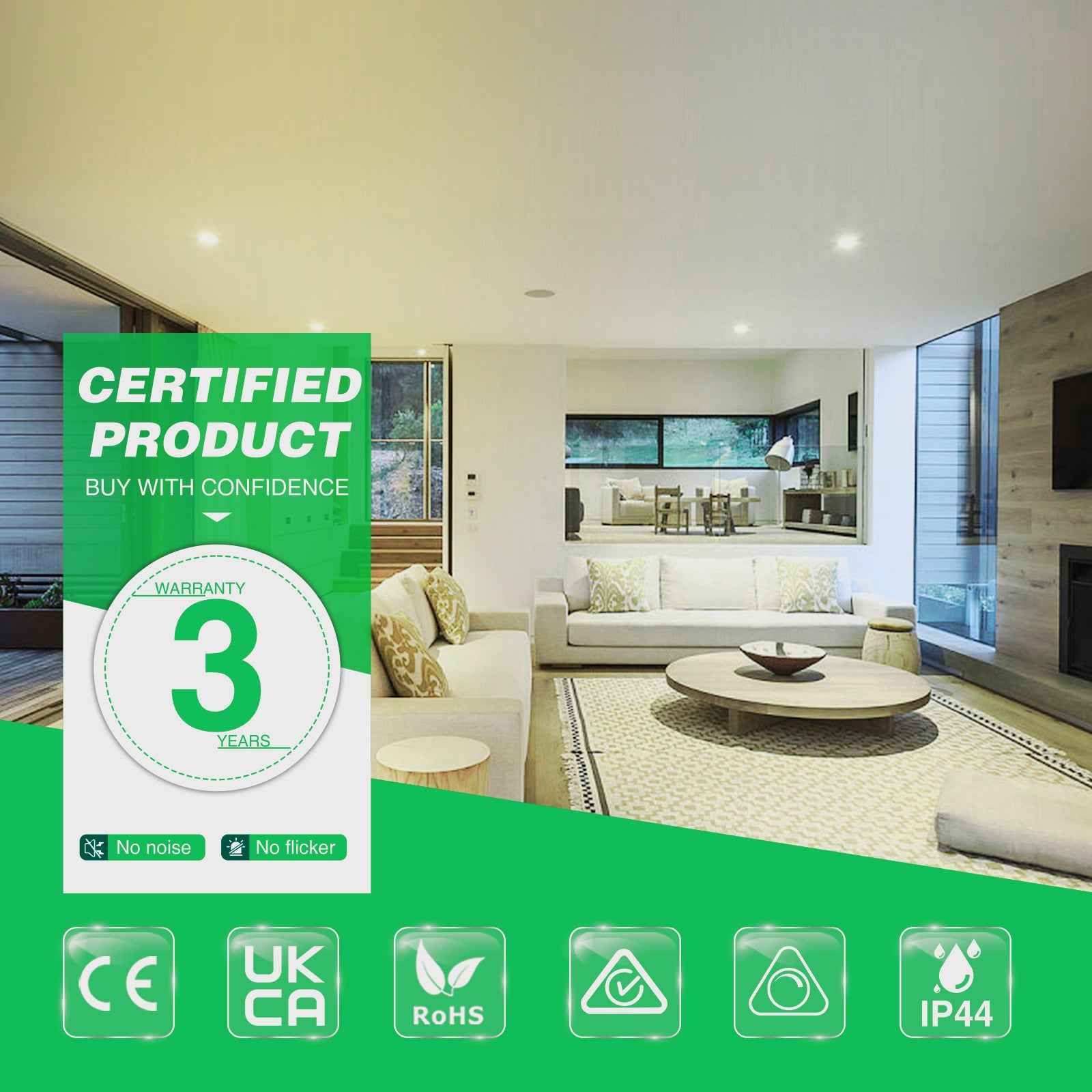 10pcs Nickel Recessed LED Ceiling Lights 5.5W Dimmbale 67-75mm Cutout IP65 Waterproof - ALUSSO LIGHTING