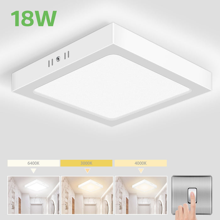 18W Square LED Ceiling Light 1850 Lumen 3 Colors Changeable by Wall Switch