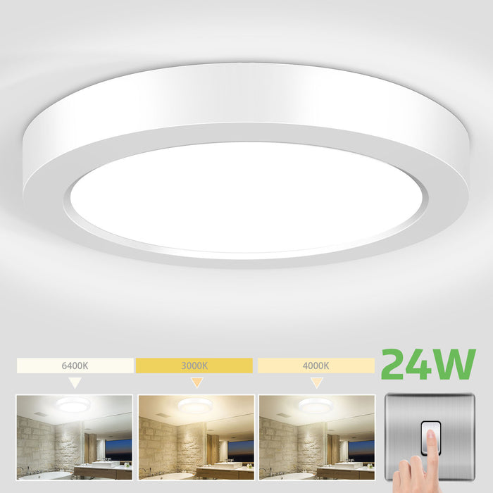 24W Round LED Ceiling Light 1850 Lumen 3 Colors Changeable by Wall Switch