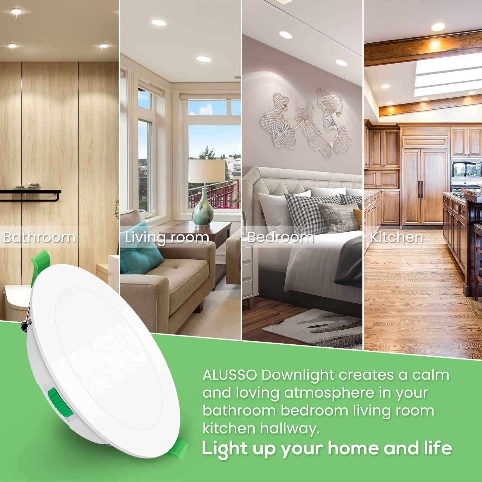 10W Ultra Slim LED Downlight CCT Dimmable IP44,Cutout 125-135mm 6 Pack - ALUSSO LIGHTING