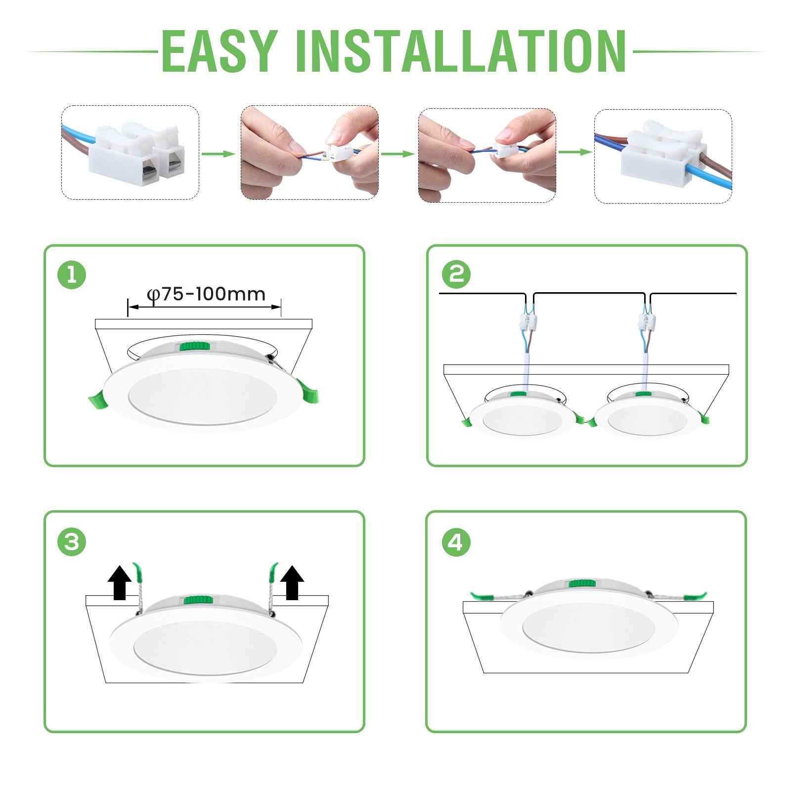 5W 7W IP65 Ultra Slim LED Downlight CCT Dimmable, Cutout 72-100mm, 6 Pack, White Frame - ALUSSO LIGHTING