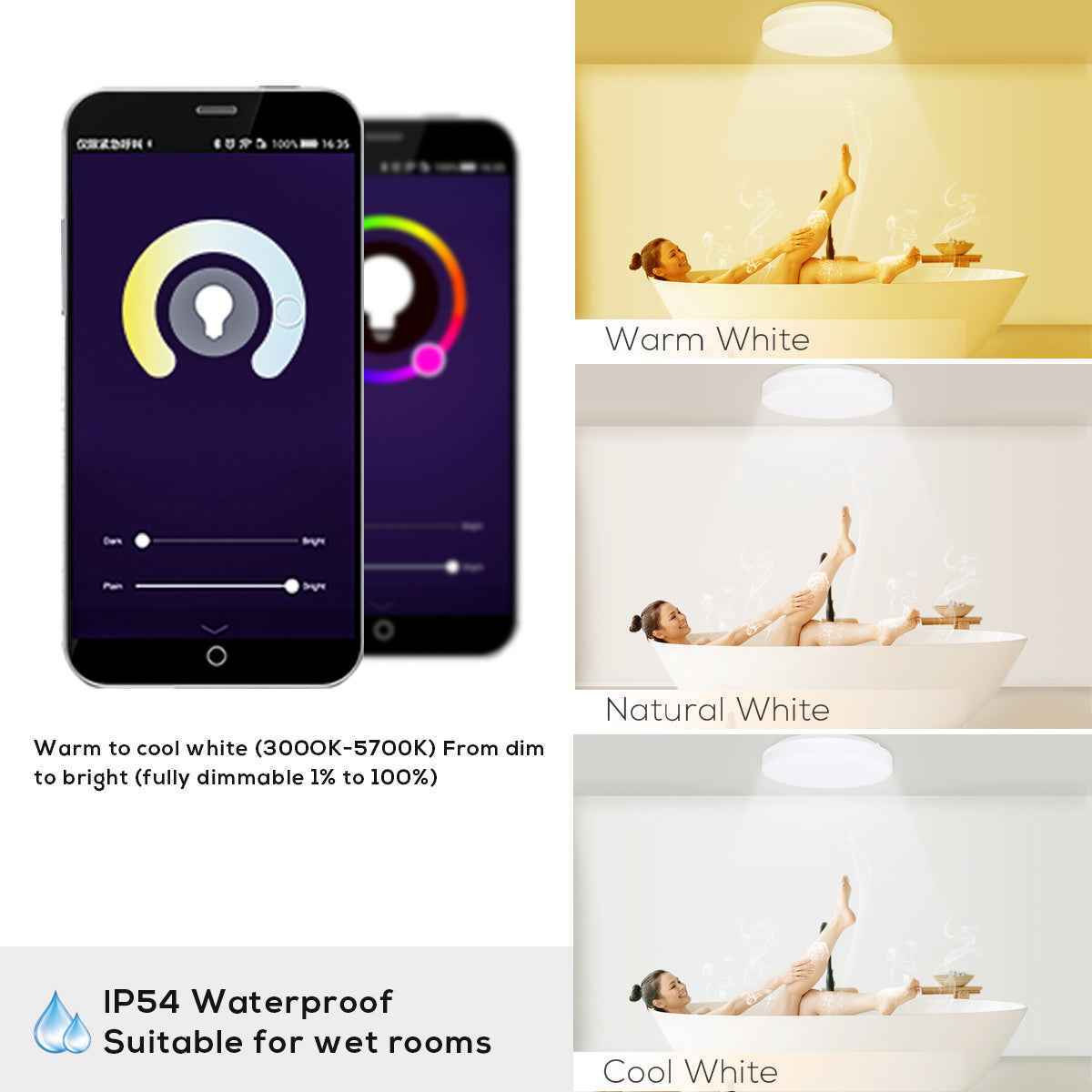 15W/20W/25W WIFI Smart RGBW LED Ceiling Light, IP54, 220-330mm, 1PACK - ALUSSO LIGHTING