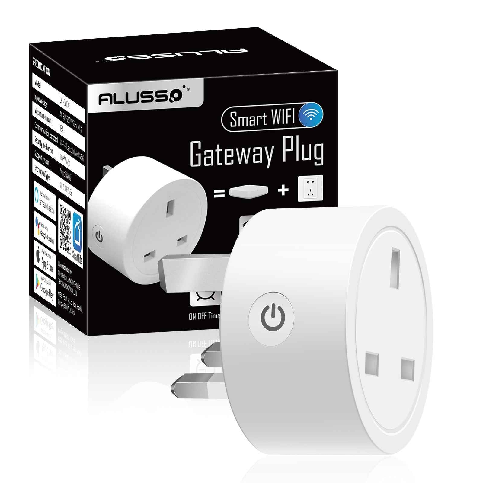 Wifi Smart Plug UK Standard with Tuya Bluetooth Gateway function - ALUSSO LIGHTING