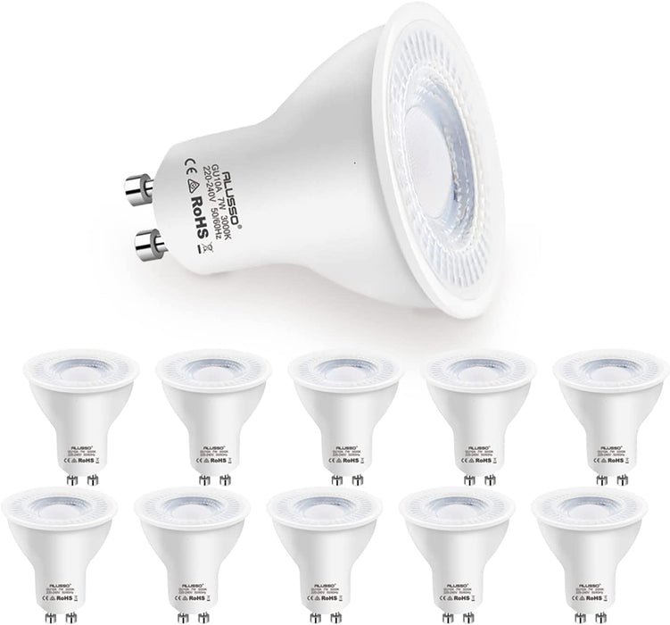 GU10 LED Bulbs 7W 630lm,38° Beam, Pack of 10 — ALUSSO LIGHTING