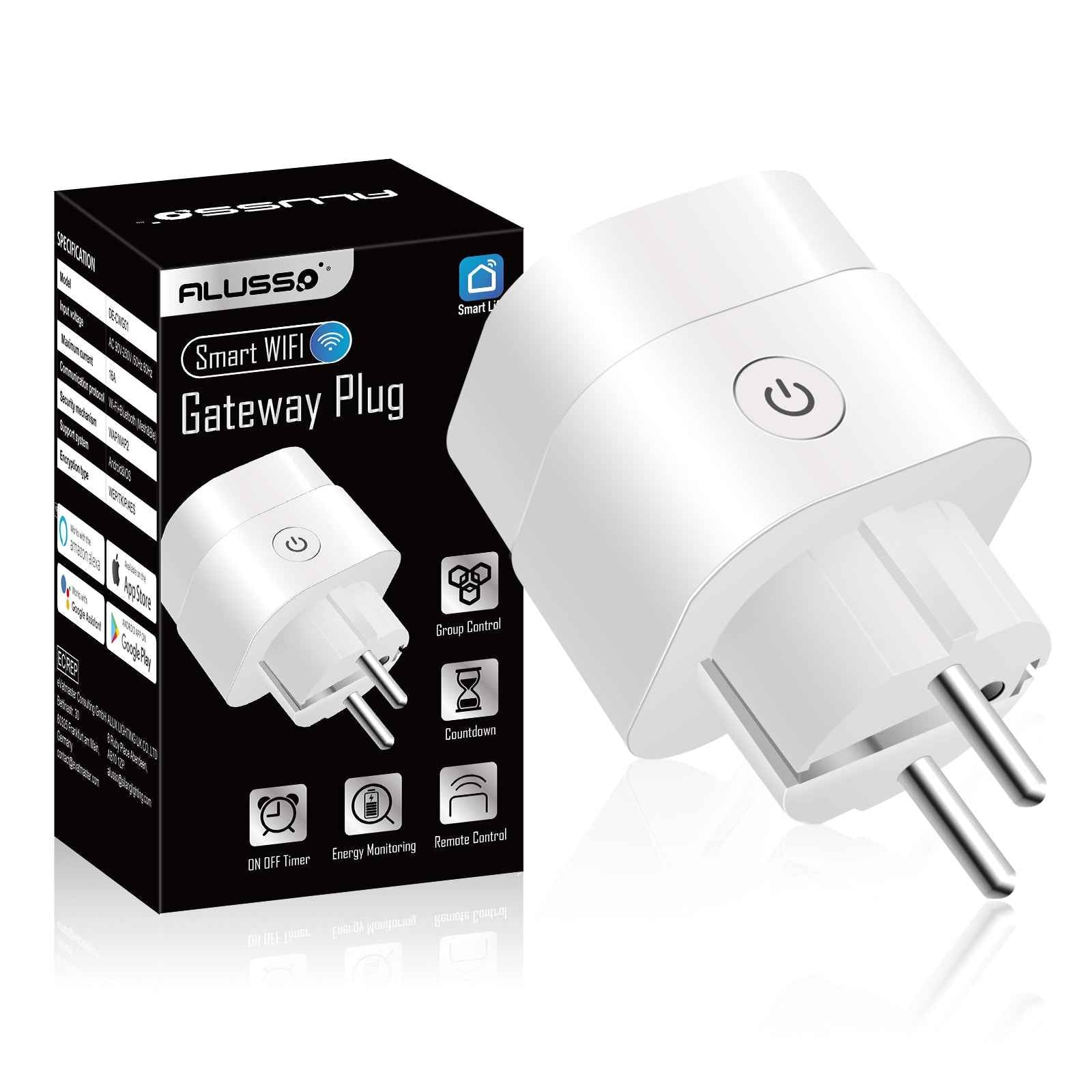 Wifi Smart Plug EU Standard with Tuya Bluetooth Gateway function - ALUSSO LIGHTING