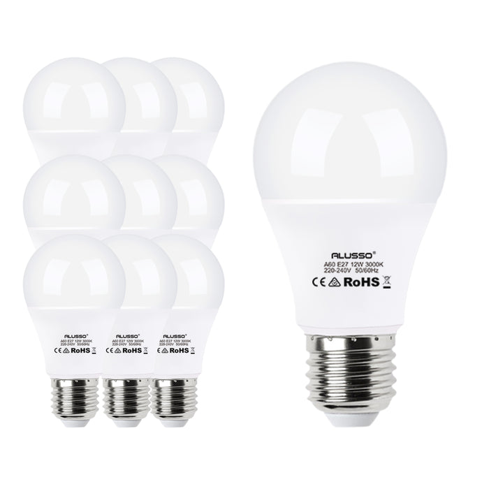 Ampoules Led E27 A60 12w Équivalent à 100w, Base à vis Edison, 6000k Blanc  froid, 1150 Lm, 220-240v, Pack de 6, Non dimmable