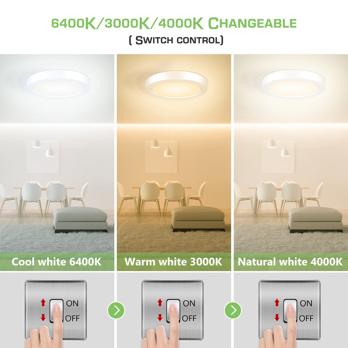 18W Round LED Ceiling Light 1550 Lumen 3 Colors Changeable by Wall Switch