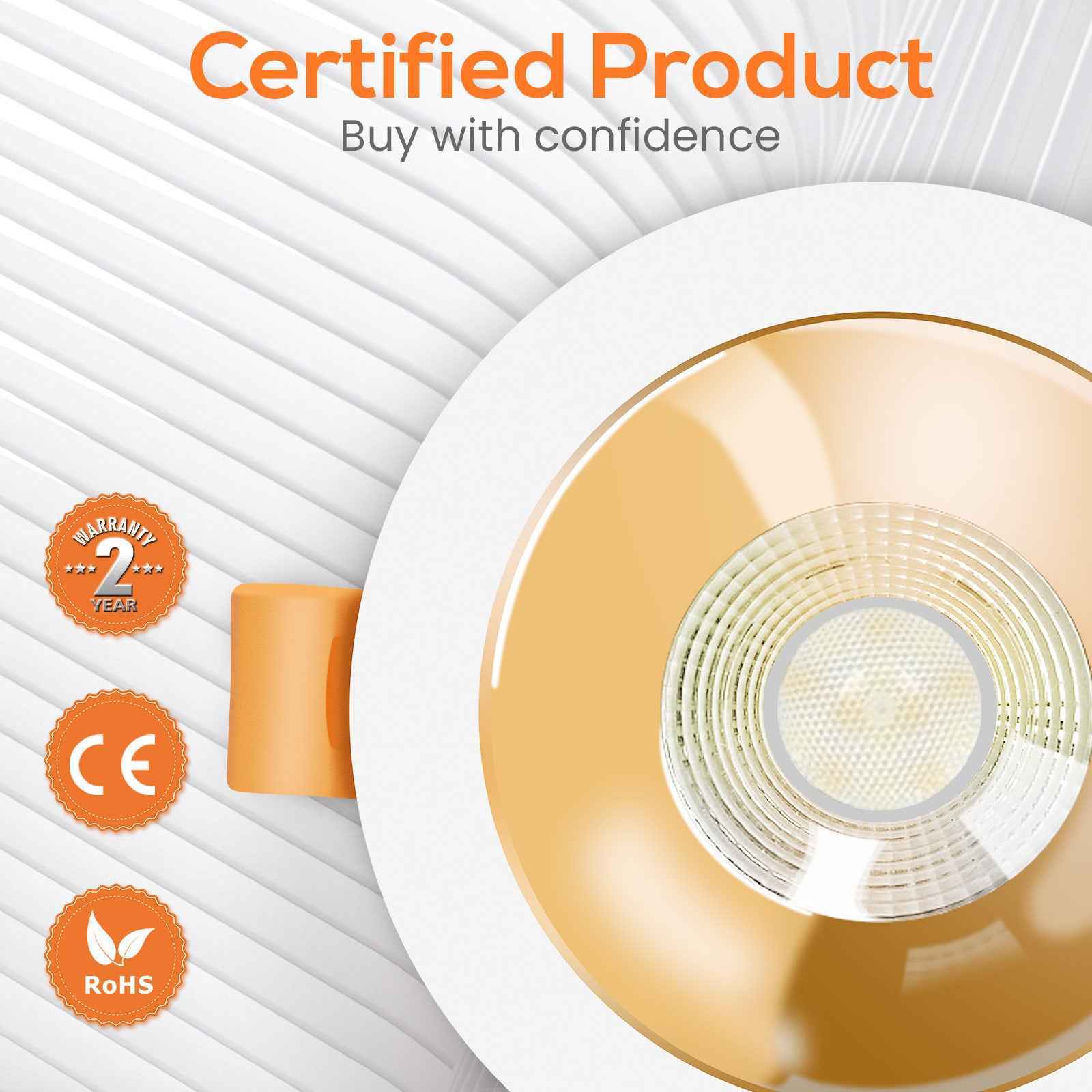 Anti-Glare LED Downlights 7W CCT Cutout 75-80mm, 6 Pack, Golden/Silver with White Frame - ALUSSO LIGHTING
