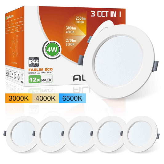 4W Ø75-90mm LED Recessed Ceiling Lights 3000K-6500K-4000K Changeable Utral Slim, IP44, 6 Pack - ALUSSO LIGHTING