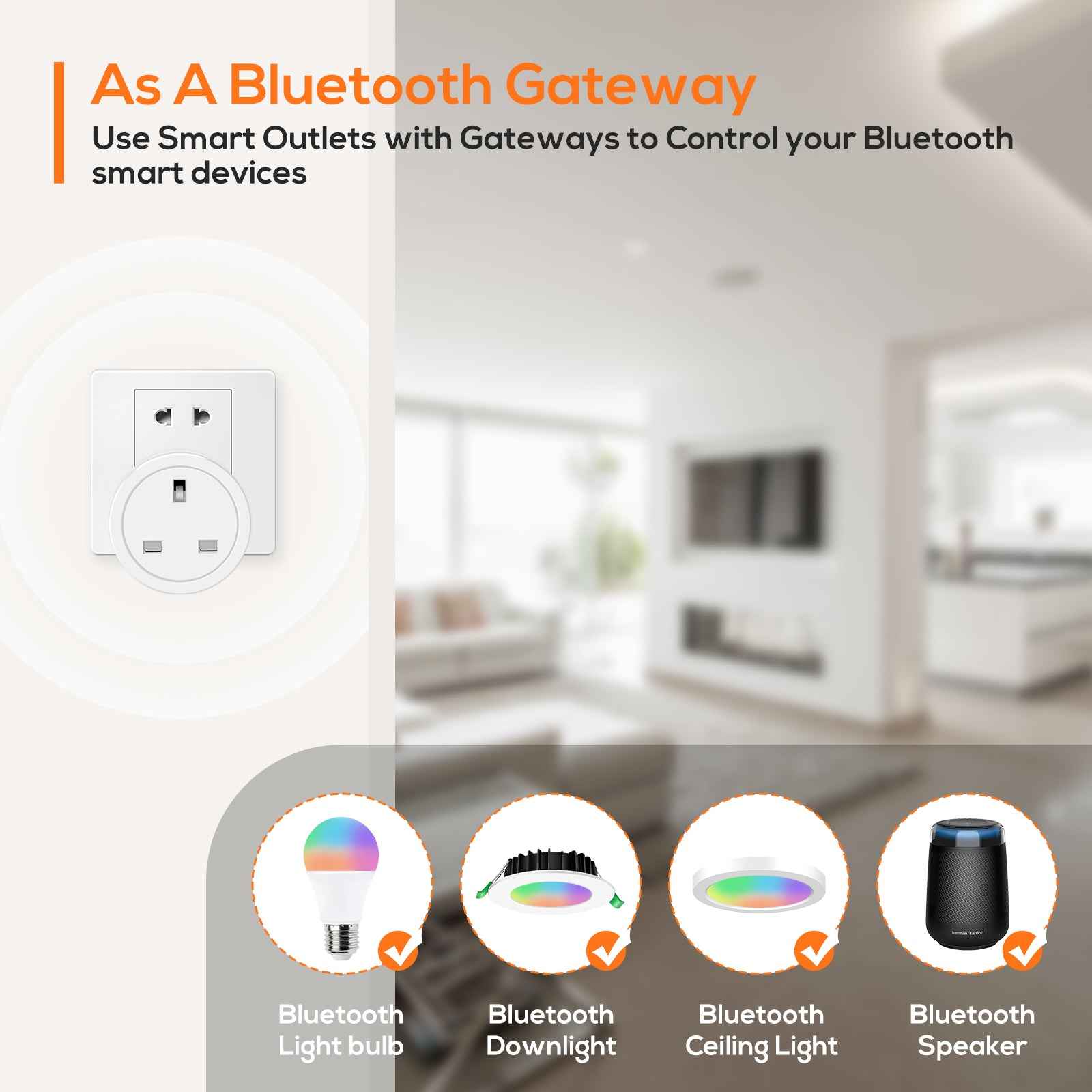 Wifi Smart Plug UK Standard with Tuya Bluetooth Gateway function - ALUSSO LIGHTING