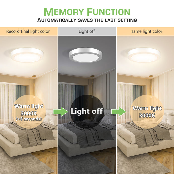 24W Round LED Ceiling Light 1850 Lumen 3 Colors Changeable by Wall Switch