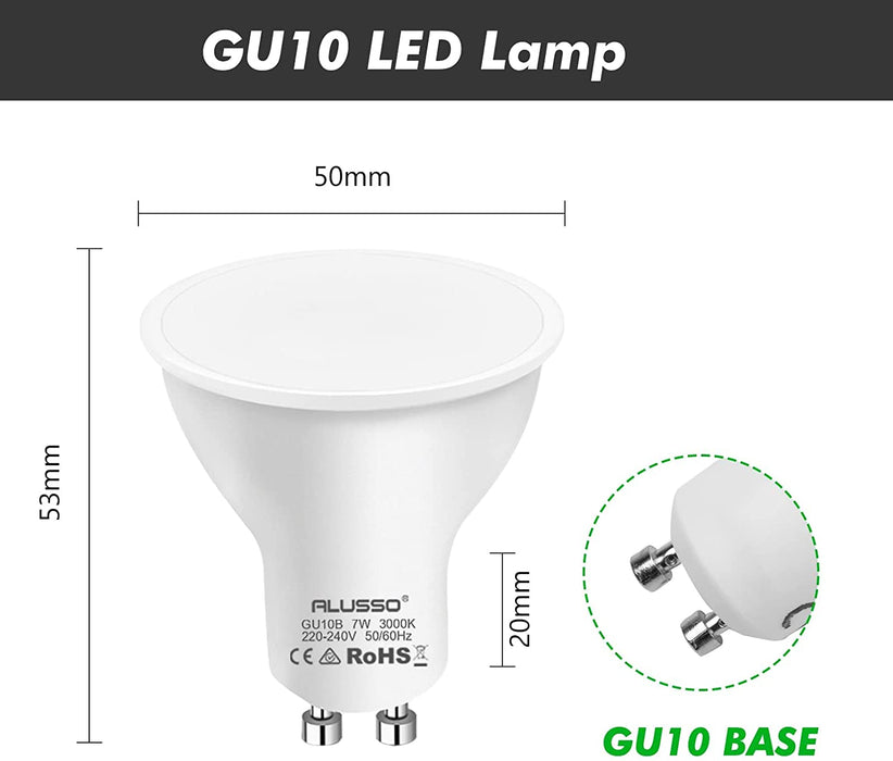 7W GU10 LED Spot Light 120° Beam Angle 10 Pack