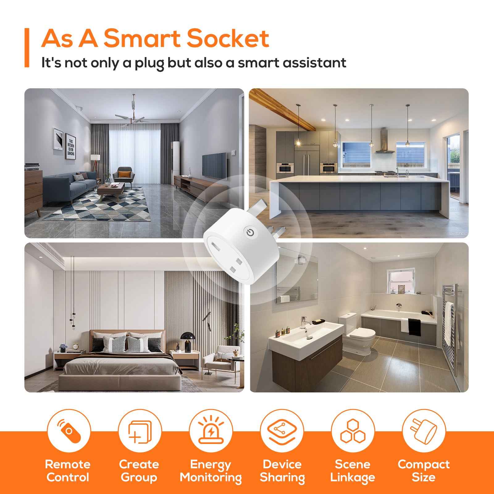 Wifi Smart Plug UK Standard with Tuya Bluetooth Gateway function - ALUSSO LIGHTING