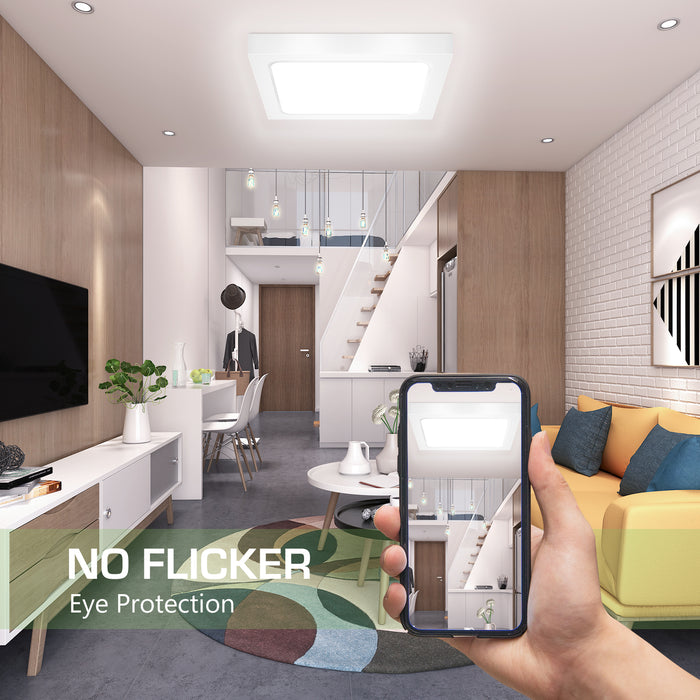 24W Square LED Ceiling Light 1850 Lumen 3 Colors Changeable by Wall Switch