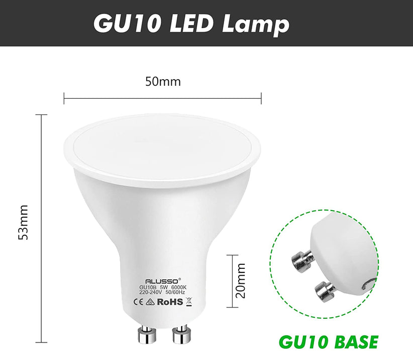 5W GU10 LED Bulbs 120° Beam Angle, Pack of 10