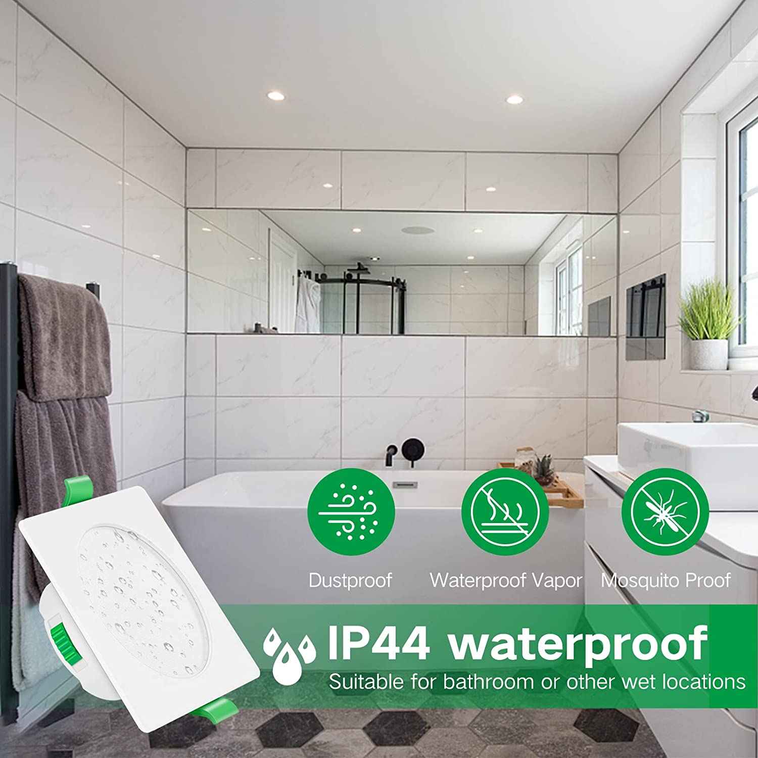 Square LED Recessed Ceiling Lights 7W 67-75mm, 6 Pack - ALUSSO LIGHTING