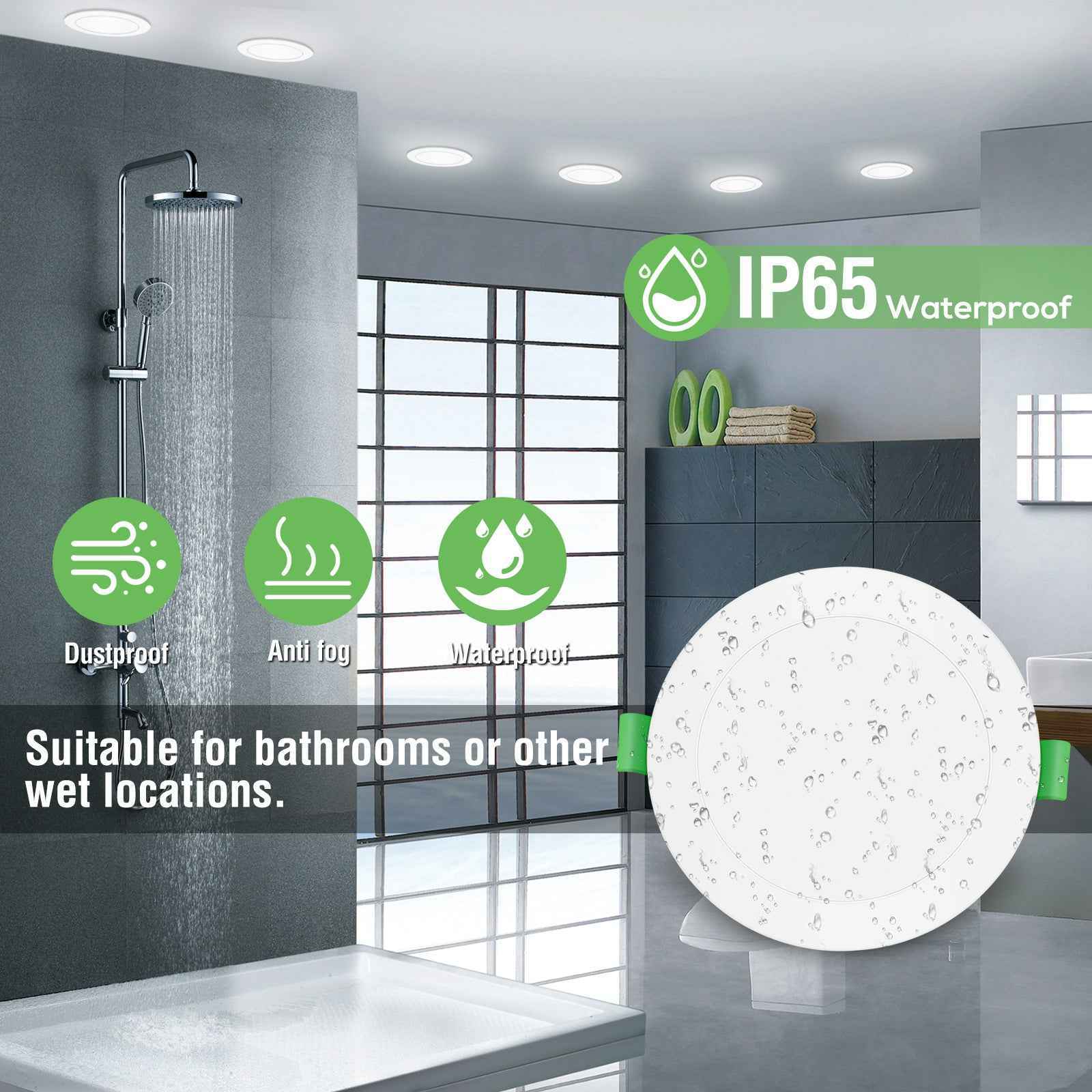 5W 7W IP65 Ultra Slim LED Downlight CCT Dimmable, Cutout 72-100mm, 6 Pack, White Frame - ALUSSO LIGHTING