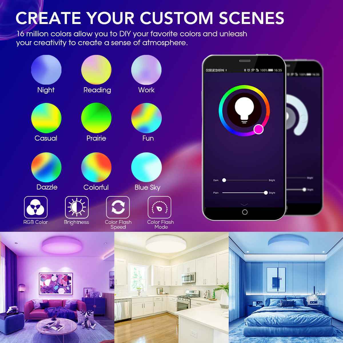 15W/20W/25W WIFI Smart RGBW LED Ceiling Light, IP54, 220-330mm, 1PACK - ALUSSO LIGHTING