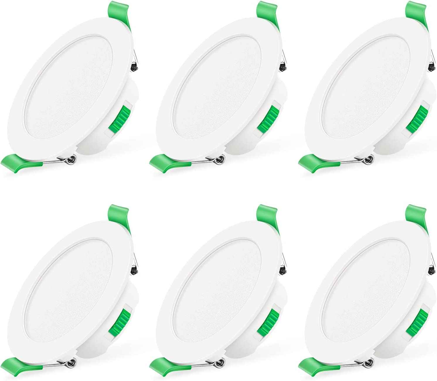 Led Downlight Dimmable Tri-colour 7W IP44 Ultra Slim Recessed Ceiling Lights, 67-75mm Cutout, 6 Pack - ALUSSO LIGHTING