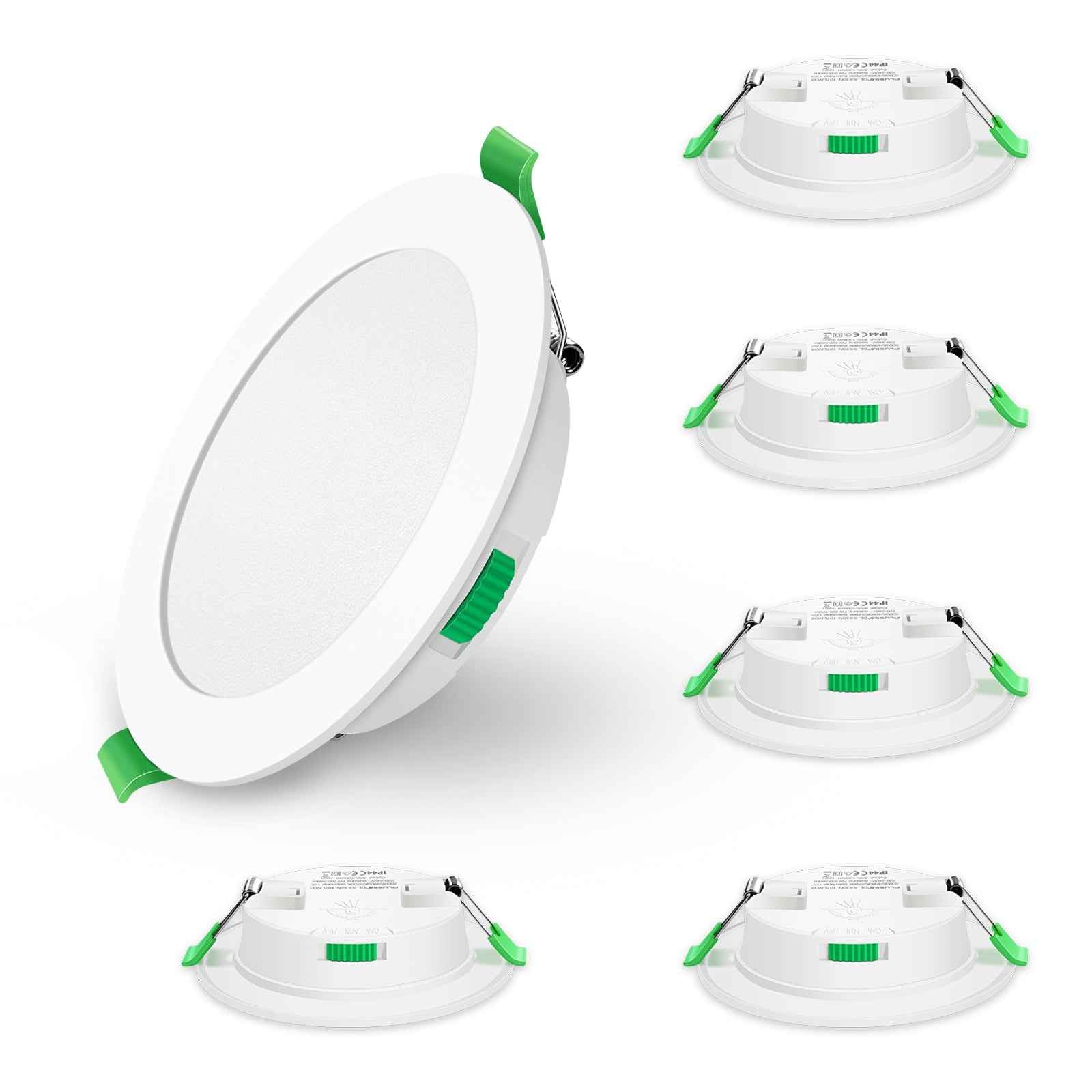 7W White Ultra Slim LED Downlight CCT Dimmable IP44, Cutout 90-100mm 6 Pack - ALUSSO LIGHTING