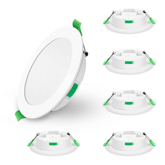 7W White Ultra Slim LED Downlight CCT Dimmable IP44, Cutout 90-100mm 6 Pack - ALUSSO LIGHTING