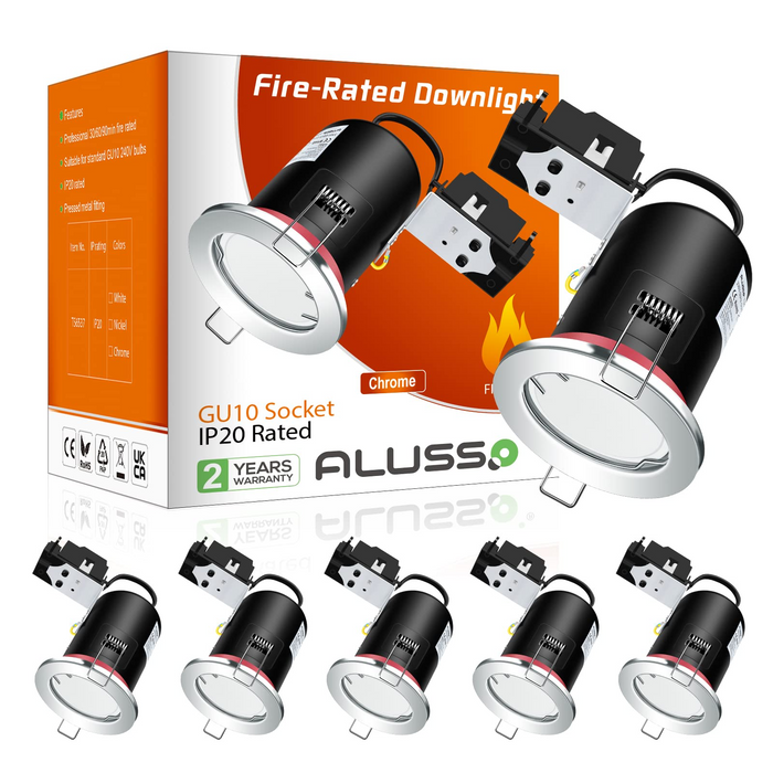 Fire Rated LED Downlight IP20/IP65 Fixed/Tilt Lamp Housing, With/Withgout GU10 Bulbs, Pack of 6
